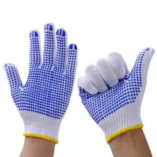pvc点胶手套棉纱点塑手套白10针棉纱线手部防护通用手套劳保用品